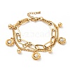 Crystal Rhinestone Knot and Round Ball Charm Multi-strand Bracelet BJEW-G639-08G-1