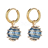 Round Natural Agate Beads Dangle Huggie Hoop Earrings EJEW-JE04718-01-3