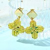 304 Stainless Steel Star Glass Seed Beaded Dangle Stud Earrings EJEW-MZ00332-01-1