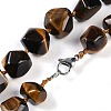 Natural Tiger Eye Nuggets Beaded Necklaces for Women Men NJEW-K388-01J-3