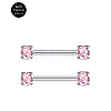 G23 Titanium Pink Cubic Zirconia Nipple Rings WG912A9-02-1