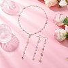 Handmade Natural Morganite Beaded Chains Earring & Necklaces Sets SJEW-JS01342-01-1