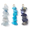 Gradient Color Natural Aquamarine & Natural Lapis Lazuli & Synthetic Turquoise Chip Beaded Pendants PALLOY-JF02795-02-1