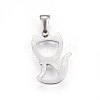 Non-Tarnish 304 Stainless Steel Hollow Kitten Pendants STAS-P209-28P-2