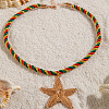 Ocean Alloy Starfish Pendant Twisted Cotton Cord Necklaces FS-WG595AC-04-1
