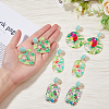 FIBLOOM 4 Pairs 4 Style Flower Enamel Dangle Stud Earrings EJEW-FI0002-31-3