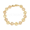 Brass Micro Pave Clear Cubic Zirconia Heart Link Chain Bracelets for Women BJEW-F530-07G-2