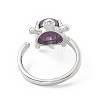 Gemstone Turtle Open Cuff Ring RJEW-P082-01P-4