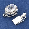 Brass Micro Pave Clear Cubic Zirconia Box Clasps KK-C080-12S-01-2