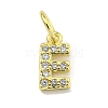 Letter Brass Micro Pave Clear Cubic Zirconia Pendants KK-K354-06G-E-1