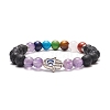 Natural Amethyst & Mixed Gemstone Stretch Bracelet BJEW-JB08595-04-1