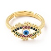 Colorful Cubic Zirconia Horse Eye with Enamel Adjustable Ring KK-H439-03G-2