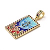 Brass Micro Pave Cubic Zirconia Pendants with Enamel KK-H458-04G-01-2