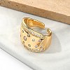 Brass Micro Pave Clear Cubic Zirconia Cuff Rings for Women RJEW-U041-07G-3