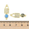 Brass Micro Pave Clear Cubic Zirconia Lock Connector Charms KK-I723-01G-3