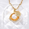 304 Stainless Steel Clear Cubic Zirconia Pendant Necklaces for Women NJEW-F334-01G-01-5