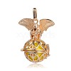 Golden Plated Brass Hollow Round Cage Pendants KK-J252-10G-1