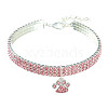 Adjustable 3-Row Brass Crystal Rhinestone Cup Chain Pet Collars ANIM-PW0004-19A-06-1