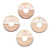 Transparent Resin & White Wood Pendants RESI-N039-31-1