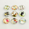 Cartoon Owl Pattern Flatback Half Round/Dome Glass Cabochons GGLA-R026-12mm-06-1