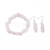 Natural Rose Quartz Chips Beaded Jewelry Set SJEW-JS01232-06-1