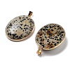 Electroplate Natural Dalmatian Jasper Pendants KK-F882-06G-04-2