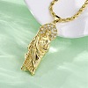 Brass Micro Pave Clear Cubic Zirconia Saint Jude Pendant Necklaces NJEW-C071-01C-G-1