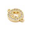 Brass Micro Pave Clear Cubic Zirconia Connector Charms KK-S510-05G-2