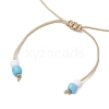 3Pcs Synthetic Turquoise and Natural Coconut Rondelle Beads Braided Bracelets for Women Men BJEW-JB11462-5