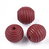 Painted Natural Wood Beehive Beads WOOD-S049-04B-06-1