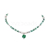 Glass & Brass & Pearl Beaded Necklaces for Women NJEW-TA00158-1