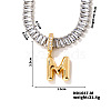 Golden Tone Brass Pave Clear Cubic Zirconia Letter Pendant Necklaces for Women YX4437-13-1