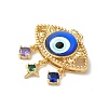 Evil Eye Rack Plating Brass Cubic Zirconia Pendants KK-G504-20G-01-2