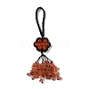 Flower Natural Agate Braided Thread Pendant Decorations HJEW-K046-04F-2