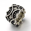 Mixed Styles Retro 304 Stainless Steel Grade A Rhinestone Big Hole Column Beads STAS-E086-16AS-3