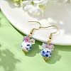 Handmade Flower Printed Porcelain Ceramic Dangle Earrings EJEW-JE07288-02-1