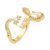 Rack Plating Brass Micro Pave Cubic Zirconia Open Cuff Rings for Women RJEW-M022-36G-1