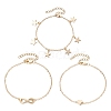 3Pcs 3 Styles Brass Cable Chains Link Charm Bracelets for Women BJEW-JB11392-2