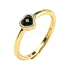 Heart Natural Black Agate Adjustable Rings RJEW-Q818-02G-05-2