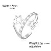 304 Stainless Steel & Crystal Rhinestone Cuff Open Rings WGEE38E-01-2