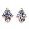 Printed Light Gold Tone Alloy Pendants ENAM-N056-206D-2