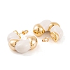 C-Shaped Brass Enamel Stud Earrings for Women EJEW-G391-19G-04-2