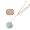 Natural Mixed Gemstone Nugget Pendant Lariat Necklace with Pearl Beaded NJEW-JN04508-3