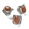 Natural & Synthetic Gemstone Adjustable Rings RJEW-I108-02AS-5