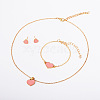 Heart Alloy Enamel Link Bracelets & Stud Earrings & Pendant Necklaces for Women FS-WG7E308-04-2