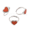 Heart Natural Gemstone Adjustable Rings RJEW-Q817-05P-2