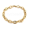 304 Stainless Steel Double Cable Link Chain Bracelets for Women Men BJEW-F488-36G-4