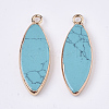 Edge Golden Plated Synthetic Turquoise Pendants G-T131-06J-2