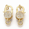 Brass Micro Pave Clear Cubic Zirconia Lobster Claw Clasps ZIRC-S066-019-2