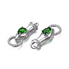 Brass Clear & Green Cubic Zirconia Connector Charms KK-N216-356P-3